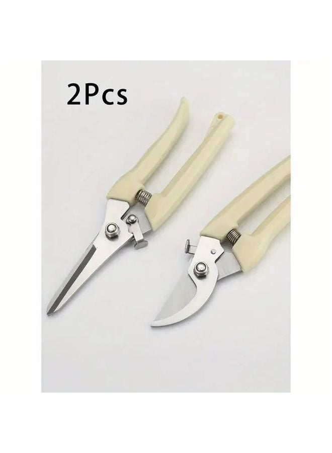 2Pcs Garden Pruning Scissors Set Straight And Bending For Trimming Cutting Branches Flowers - Image 1