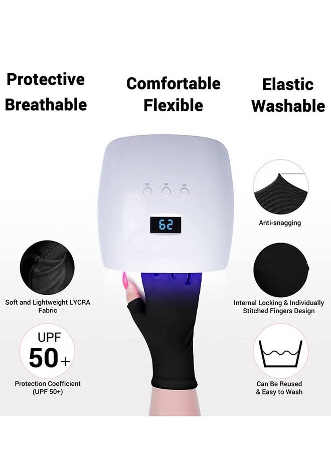 Happy D Women's UV Gloves for Gel Nail Lamp, Professional UPF50+ UV Protection Gloves for Manicures Summer Sun Protection Gloves - Image 3