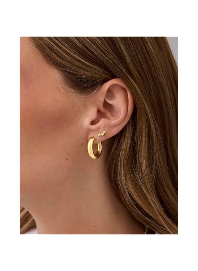 PAVOI - 14K Gold Plated Sterling Silver Posts Mini Stud Flat Back Earrings for Women | Helix Cartilage Piercing Jewelry | Dainty Pearl Star Cluster Cubic Zirconia Lotus Climber Screw Backs - Image 1