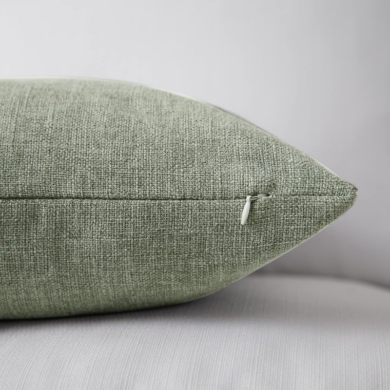 Meekio Set of 2 Dark Sage Pillow Covers 16 x 16 Inch Farmhouse Boho Decorative Throw Pillow Covers Linen Cushion Covers for Sofa Couch D?cor - Image 5
