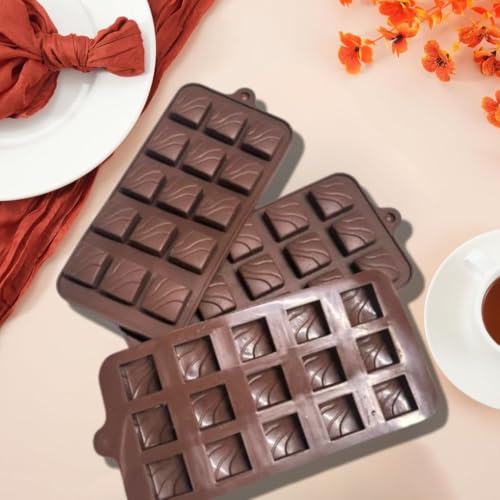 ARTO Zigzag Wave Silicone Chocolate Mould | 15 Cavity Fan Design Tray | Unique Abstract Shape for DIY Modern Chocolates & Cake Decor | Non-Stick Baking Mould (Brown) - Image 5