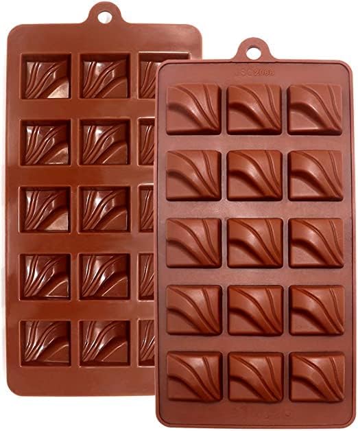 ARTO Zigzag Wave Silicone Chocolate Mould | 15 Cavity Fan Design Tray | Unique Abstract Shape for DIY Modern Chocolates & Cake Decor | Non-Stick Baking Mould (Brown) - Image 1