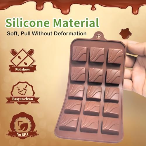 ARTO Zigzag Wave Silicone Chocolate Mould | 15 Cavity Fan Design Tray | Unique Abstract Shape for DIY Modern Chocolates & Cake Decor | Non-Stick Baking Mould (Brown) - Image 2