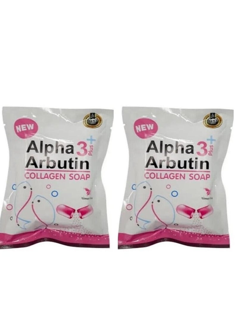 Alpha Arbutin Two Pcs Alpha 3 Plus Arbutin Collagen Whitening Soap Bars Soap Reduce Acne Scars 2*80g