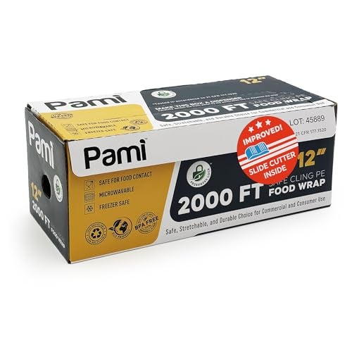 PAMI Clear Plastic Wrap for Food 12" X 2000ft, Bpa-Free Restaurant Plastic Wrap with Dispenser Box for Home and Commercial Food Wrap - Image 1