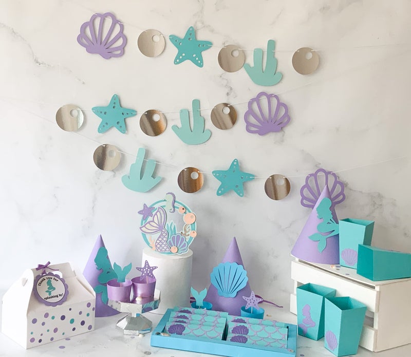 Pinfliers Under The Sea,Mermaid Theme Birthday Decorations for Girls, Paper Popcorn Box/Set of 10 Boxes,Tub Tubs, Bowl/Bday Table Decoration Items, Multicolor - Image 2