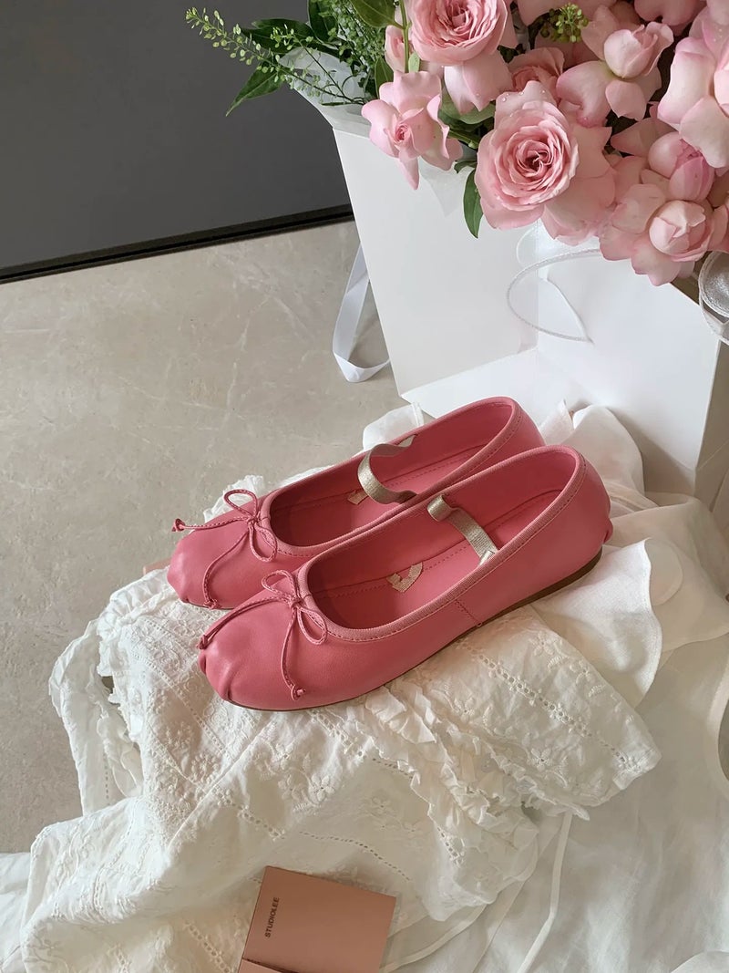 Invisible Height Increase Ballet Flats 2026 New Style Round Toe Bow Elastic Mary Jane Shoes
