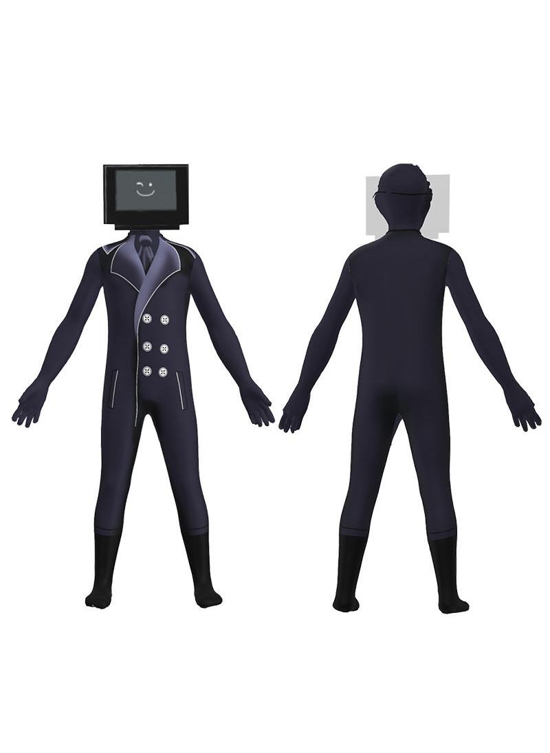 Generic 1 Set Party Cosplay Skibidi Toilet Man TV Man Costume For Kids Black TV Man Costume Adult With Masks  - Image 1