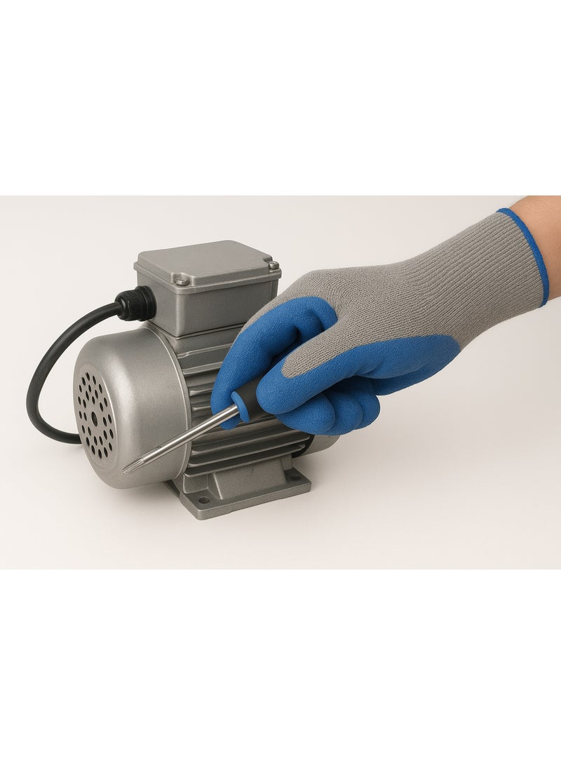 Heavy Duty Rubber Latex Double Coated Work Gloves with Grip – Ideal for Construction, Gardening, and More – Blue (1X12-Pair) - Image 4