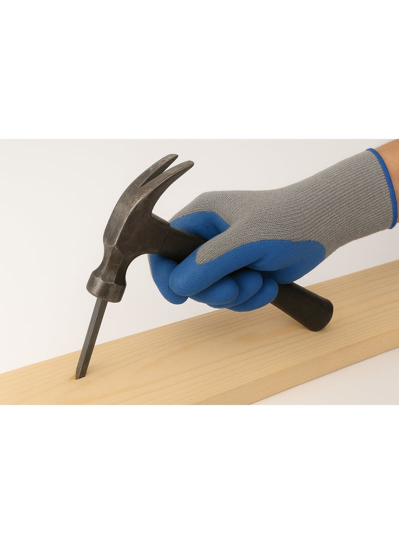 Heavy Duty Rubber Latex Double Coated Work Gloves with Grip – Ideal for Construction, Gardening, and More – Blue (1X12-Pair) - Image 5