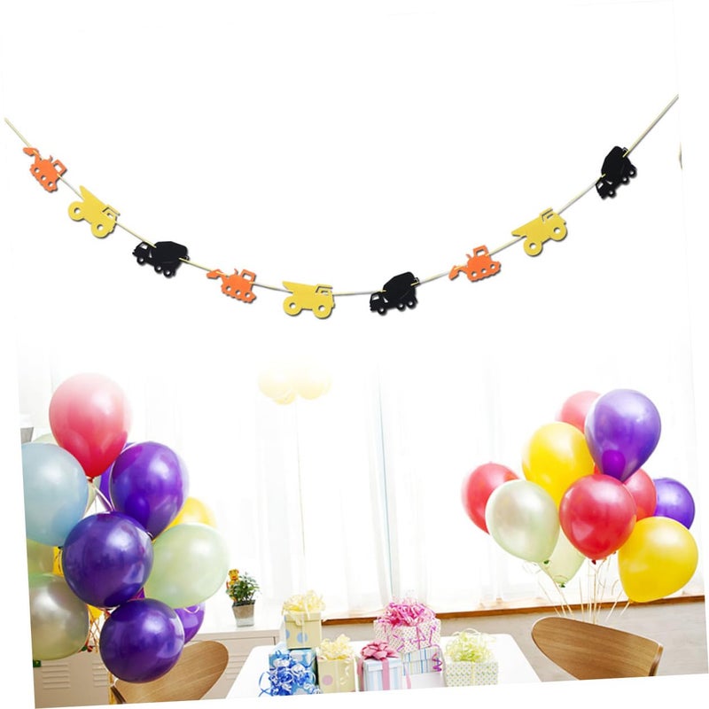 Construction Vehicle Birthday Banner Hanging Decor Pull Flags Yellow Dark Party Bunting for Boys - Image 5