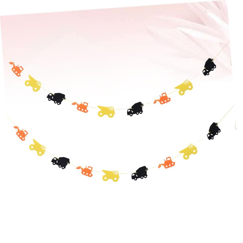 Construction Vehicle Birthday Banner Hanging Decor Pull Flags Yellow Dark Party Bunting for Boys - Image 4