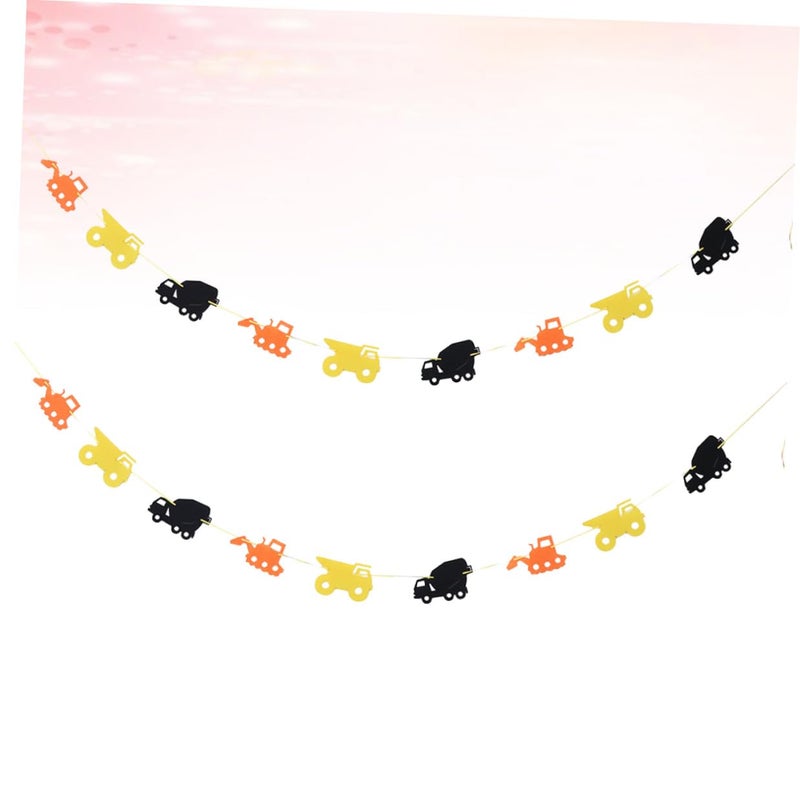 Construction Vehicle Birthday Banner Hanging Decor Pull Flags Yellow Dark Party Bunting for Boys - Image 3