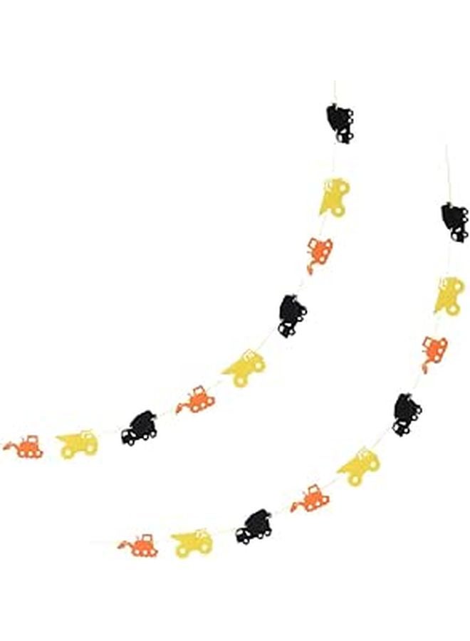 Construction Vehicle Birthday Banner Hanging Decor Pull Flags Yellow Dark Party Bunting for Boys - Image 1