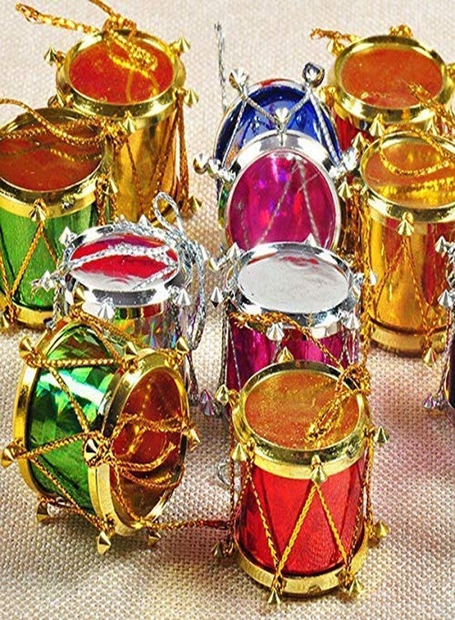 Decorwale Multicolour Small Drum Christmas X-Mass Tree Decoration Hangings Ornaments (Pack of 6) - Image 1