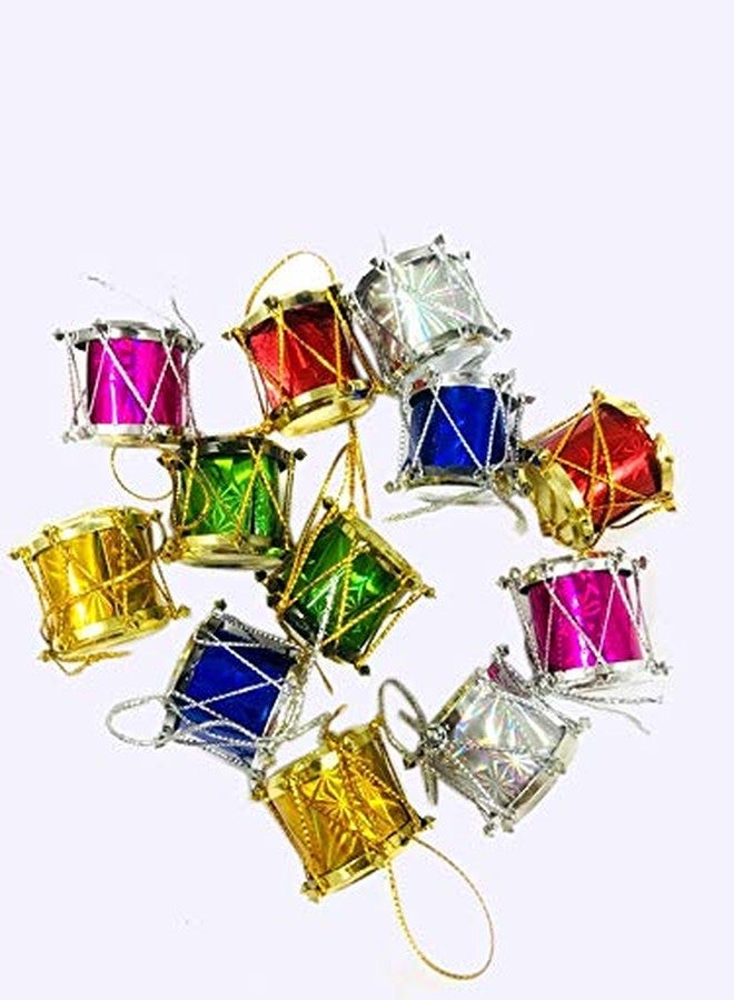 Decorwale Multicolour Small Drum Christmas X-Mass Tree Decoration Hangings Ornaments (Pack of 6) - Image 3