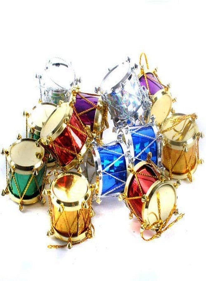 Decorwale Multicolour Small Drum Christmas X-Mass Tree Decoration Hangings Ornaments (Pack of 6) - Image 2