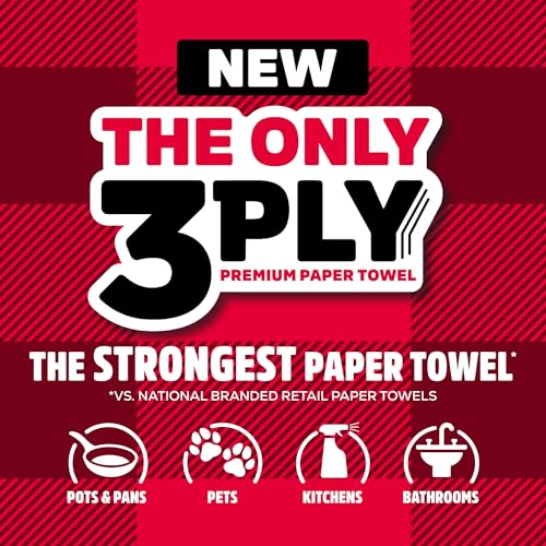 Brawny Tear-A-Square 3-Ply Paper Towels, 2 Triple Rolls = 6 Regular Rolls, Strong, Absorbent, and Durable with 3 Sheet Sizes (Quarter, Half, Full) - Image 2