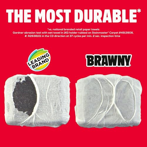 Brawny Tear-A-Square 3-Ply Paper Towels, 2 Triple Rolls = 6 Regular Rolls, Strong, Absorbent, and Durable with 3 Sheet Sizes (Quarter, Half, Full) - Image 3