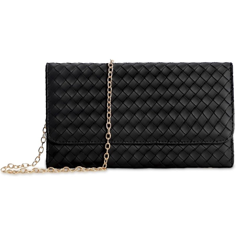 U+U Crossbody Bags for Women, Black Handbags Cell Phone Wallet Small Purse with Credit Card Slots and Removebale Chain - Image 1
