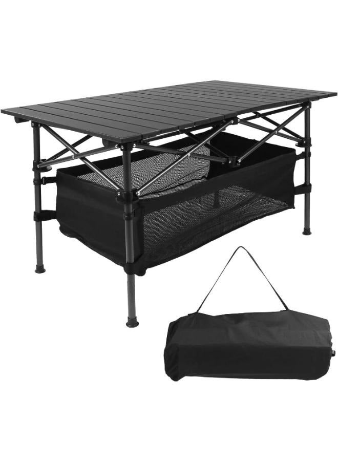 Eoptify طاولة تخييم قابلة للطي محمولة مع ارتفاع قابل للتعديل وحقيبة تخزين كبيرة - طاولة نزهة قابلة للطي من الألمنيوم للاستخدام في الهواء الطلق للشاطئ والشواء والسفر - Image 3