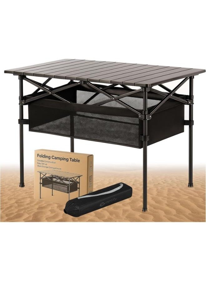 Eoptify طاولة تخييم قابلة للطي محمولة مع ارتفاع قابل للتعديل وحقيبة تخزين كبيرة - طاولة نزهة قابلة للطي من الألمنيوم للاستخدام في الهواء الطلق للشاطئ والشواء والسفر - Image 2