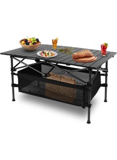 Eoptify Foldable Camping Table With Adjustable Height And Large Storage Bag For Outdoor Picnic, Portable Aluminum Outdoor Folding Picnic Table with Storage Bag for Camping Table and Beach للطي طاولة  - Image 1