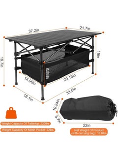 Eoptify Foldable Camping Table With Adjustable Height And Large Storage Bag For Outdoor Picnic, Portable Aluminum Outdoor Folding Picnic Table with Storage Bag for Camping Table and Beach للطي طاولة  - Image 3