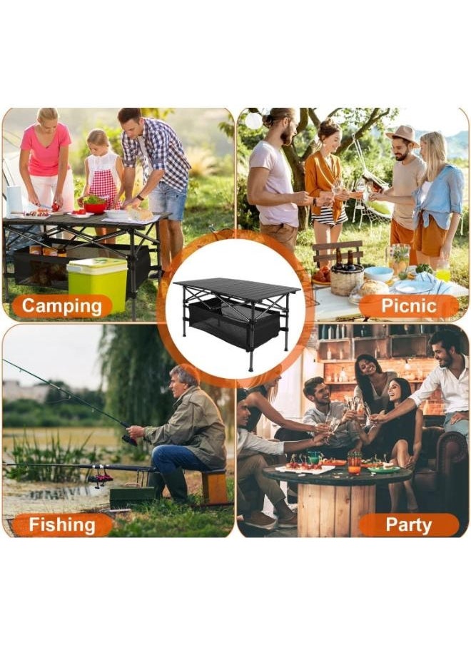 Eoptify - Foldable Camping Table With Adjustable Height And Large Storage Bag For Outdoor Picnic, Portable Aluminum Outdoor Folding Picnic Table with Storage Bag for Camping Table and Beach للطي طاولة - Image 1