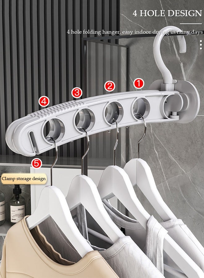DUNISO 2 PCS Folding Clothes Drying Rack, Outdoor Travel Clothes Rack with 8 Holes, Portable Laundry Room Hanging Rack, Household Balcony Bathroom Wall Mounted Clothes Bar with 360 Degree Rotatable Hook, Clothes Storage Organizer Rack for Shirts Dresses and Pants - Image 4