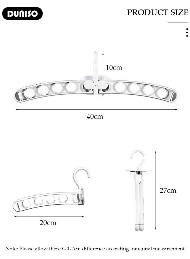 DUNISO 2 PCS Folding Clothes Drying Rack, Outdoor Travel Clothes Rack with 8 Holes, Portable Laundry Room Hanging Rack, Household Balcony Bathroom Wall Mounted Clothes Bar with 360 Degree Rotatable Hook, Clothes Storage Organizer Rack for Shirts Dresses and Pants  - Image 4
