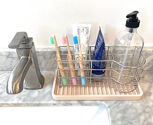 Happitasa Silicone Kitchen Sink Organizer Tray, Sponge Holder and Countertop Protector | Bathroom and Kitchen Soap Dish and Dispenser Tray (Sand Dollar, 10"x5.25") - Image 4
