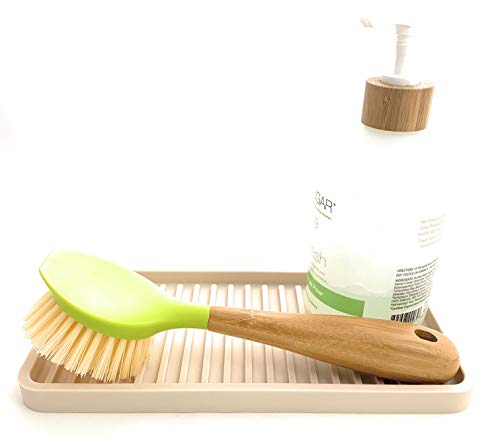 Happitasa Silicone Kitchen Sink Organizer Tray, Sponge Holder and Countertop Protector | Bathroom and Kitchen Soap Dish and Dispenser Tray (Sand Dollar, 10"x5.25") - Image 2