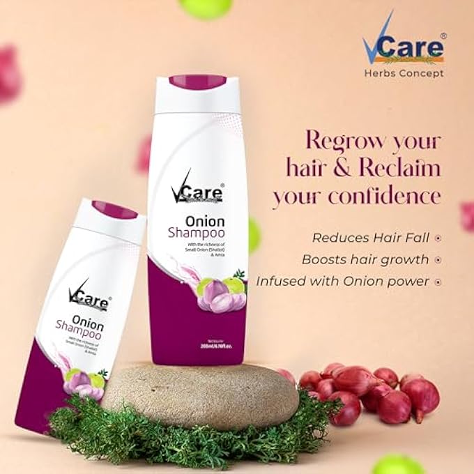 VCare ONION SHAMPOO FOR HAIR GROWTH AND HAIR FALL CONTROL - WITH SMALL ONION AND AMLA SUITABLE FOR BOTH MEN & WOMEN-200 ML - Image 3