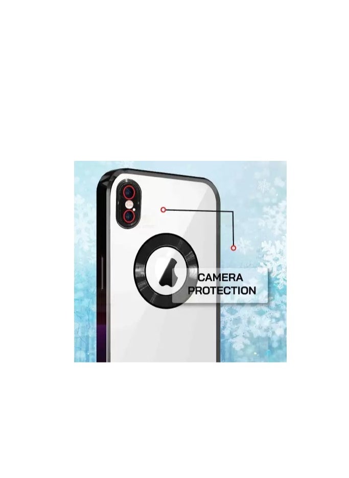 Compatible with iPhone  xs max  Case with Camera Lens Protector Logo View Soft TPU Back Cover for Women Men Soft TPU Back Cover -black