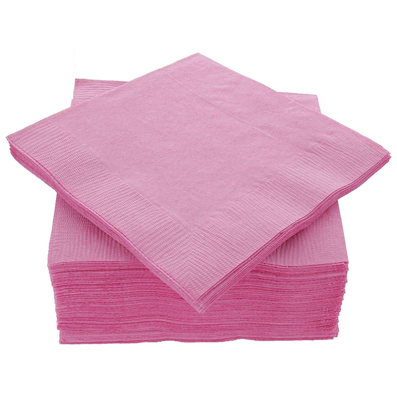 Amcrate Amcrate Big Party Pack 100 Count Pink Beverage Napkins - Ideal for Wedding  Party  Birthday  Dinner  Lunch  Cocktails. (5 x 5) 