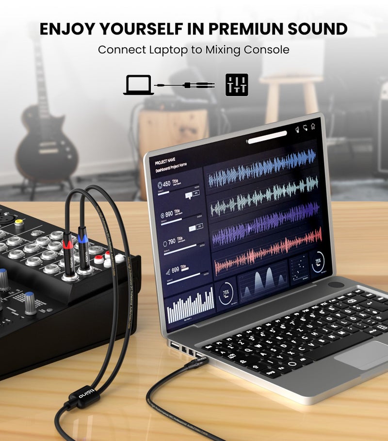 Tisino 1/8 to 1/4 Stereo Cable, 1/8 Inch TRS Stereo to Dual 1/4 inch TS Mono Y-Splitter Cable 3.5mm Aux Mini Jack to Jack Breakout Cord - 10 feet - Image 5