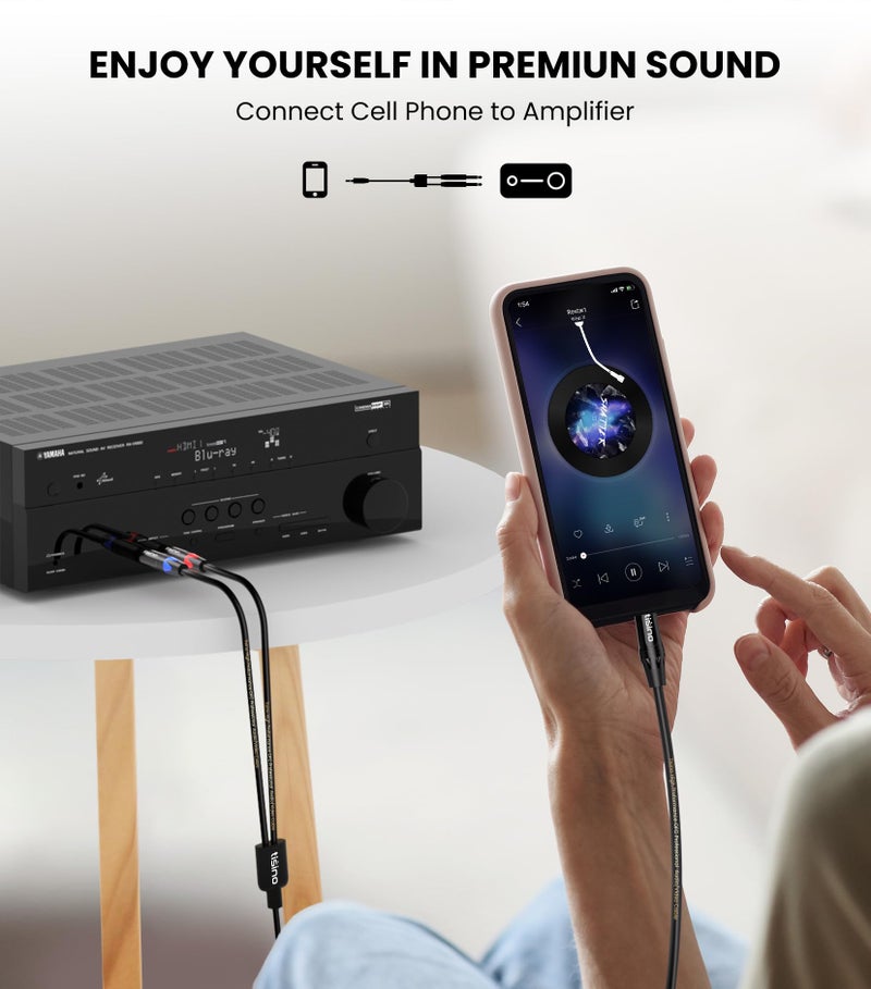 Tisino 1/8 to 1/4 Stereo Cable, 1/8 Inch TRS Stereo to Dual 1/4 inch TS Mono Y-Splitter Cable 3.5mm Aux Mini Jack to Jack Breakout Cord - 10 feet - Image 4