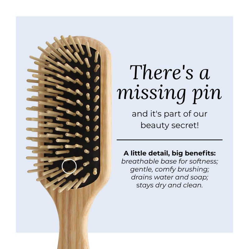 TEK - Medium Rectangular Ash Wood Brush with Short Tooth Handmade in Italy, for Fine or Straight Hair - 22 x 5.5 cm - Image 5