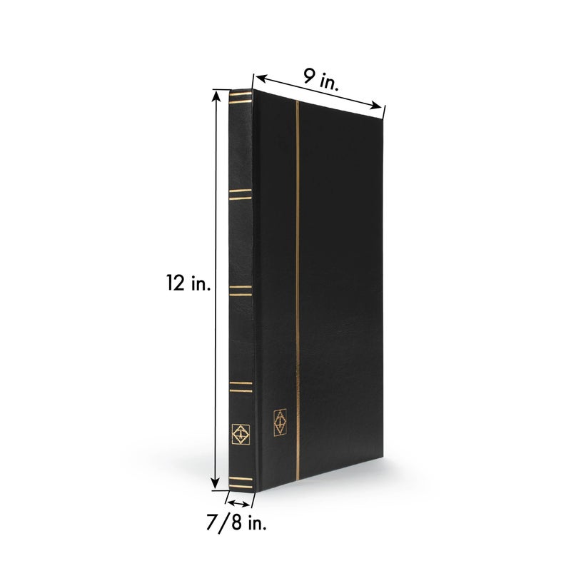 LIGHTHOUSE â€“ â€œBASICâ€ Hard Cover Stockbook for Stamps â€“ 32 Black Cardstock 9â€x12â€ (A4) Pages with Clear Strips - Black - Image 4