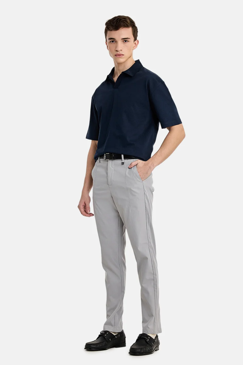 سنيتش Dark Blue Solid Half Sleeve Oversized Casual T-Shirt