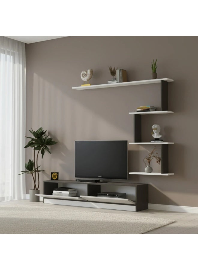 ستايلش هوم طاولة تلفزيون صغيرة ابيض ورمادي - 160 سم - ahenk - Image 3