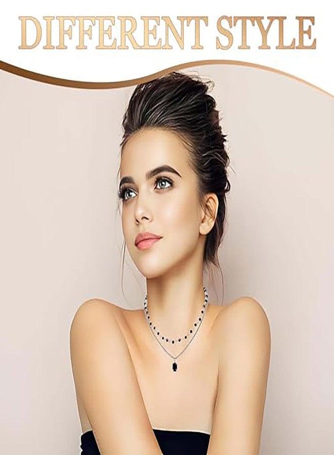 xinxingin Gothic Jewellery, Black Necklace for Women with Moon Pendant, Layered Necklace for Gothic Fashion and Night Out Occasions, 36cm+5cm Adjustable Length - Image 5