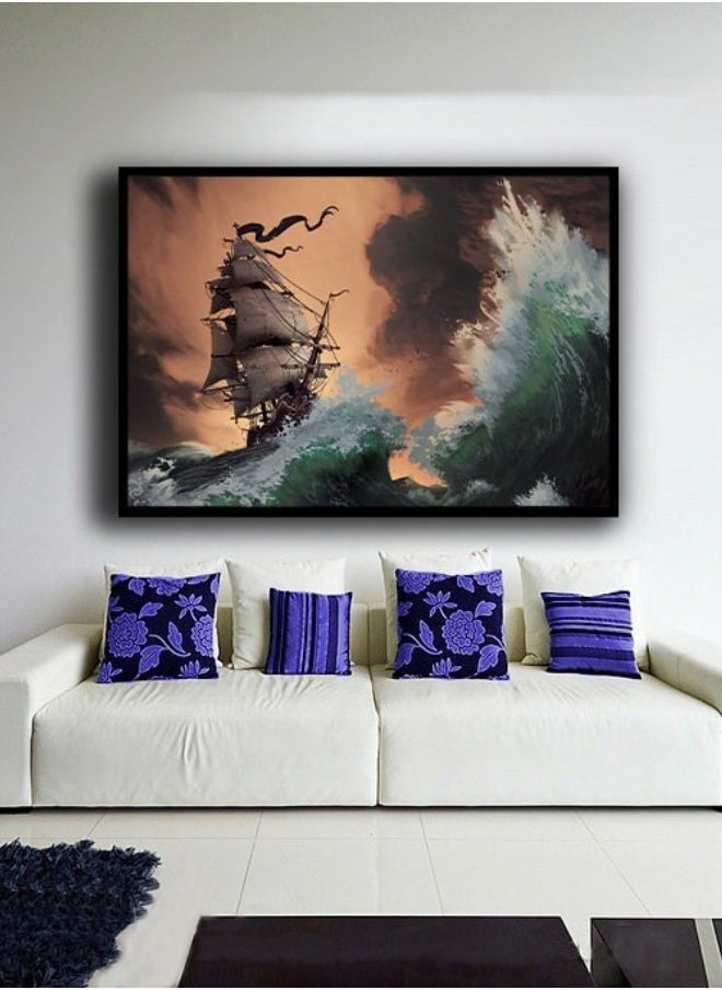 Generic - ship,canvas,pirate,ship,painting,rowing,boat,wall,art,huge,canvas,wall,art,decoration,room,bedroom,canvas,wall,art,luxury,canvas,wall,art - Image 1
