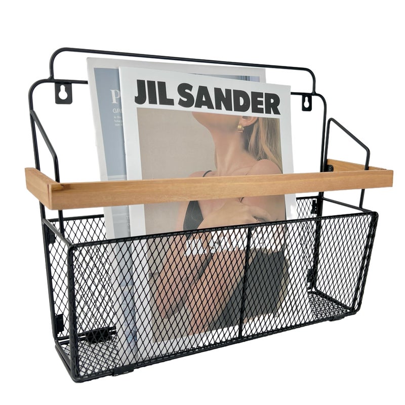 Pubgeer Wall Mounted Magazine Holder WoodenTrim Wall File Organizer Hanging Magazine Rack File Organizer for Entryway Living Room Kids room and Office Hanging Mail Organizer - Image 2