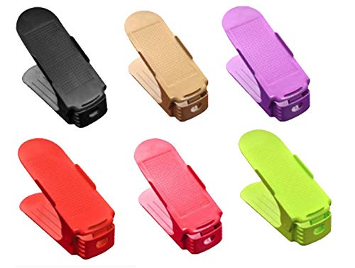 skyzone Shoe Holder Plastic Double Deck Space Saving Rack Stand for Closet Organization Folding Slots Adjustable Organizer for Sandals Slipper Heels Pack Of 6 - Image 1