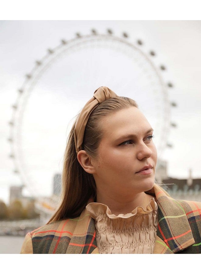 Bellefixe London Vegan Leather Knotted Headband (Camel) Premium Vegan Leather - Image 3