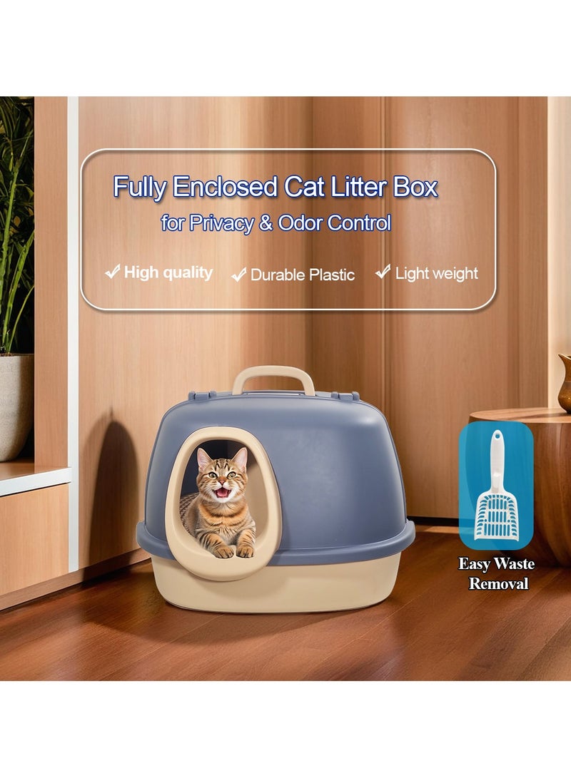 MAJIBAO Cat toilet, Cat Litter Box With Cat Scoop, Large Indoor Cats Toilet, Tunnel design, Easy Clean & Deodorant Filter, Portable Cat Litter with Pedal Design (Navy-Blue)  - Image 4