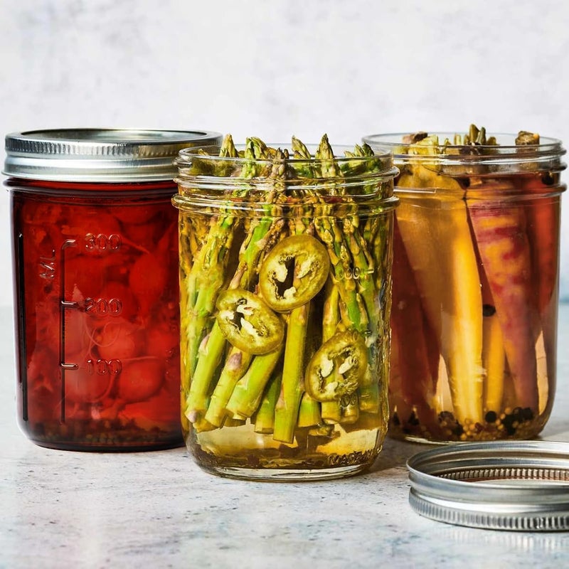 KORCCI Amber Glass Mason Jars 16oz - 6 Pcs Wide Mouth Mason Jars With Lids And Bands. Empty Candle Jar, Food Storage Containers, Canning Jar For Canning, Fermenting, Pickling, Jar Décor. - Image 5
