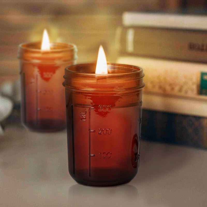 KORCCI Amber Glass Mason Jars 16oz - 6 Pcs Wide Mouth Mason Jars With Lids And Bands. Empty Candle Jar, Food Storage Containers, Canning Jar For Canning, Fermenting, Pickling, Jar Décor. - Image 4